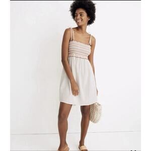 Madewell Tie Strap Smocked Mini Dress Size XL Coastal Beach 90s Y2K